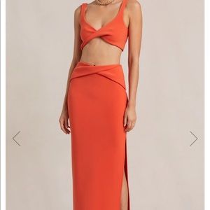 Clover midi skirt and crop top in flame